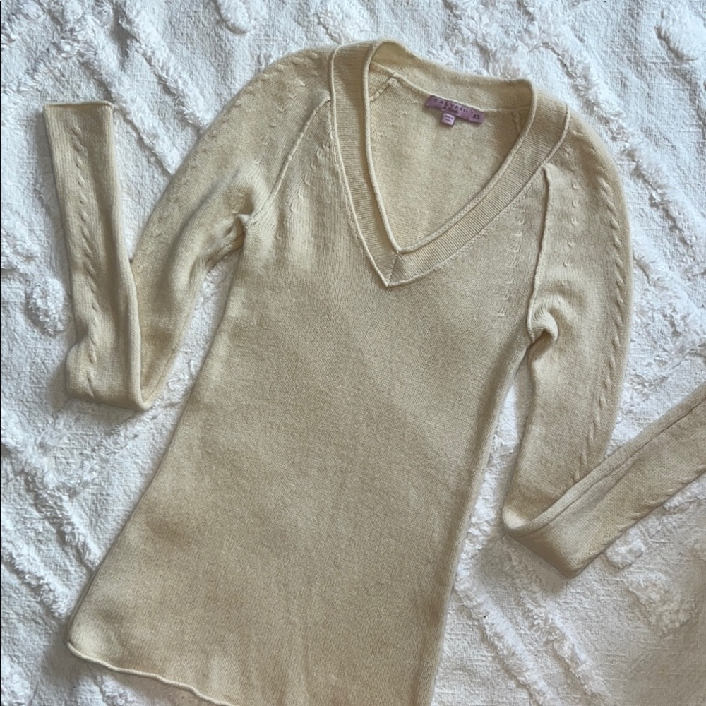 Calypso St. Barth Cashmere Cream V-Neck